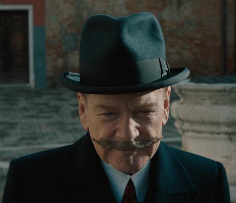 Homburg Hat Worn by Kenneth Branagh as Hercule Poirot in A Haunting in Venice (2023) Homburg Hat, Kenneth Branagh, Homburg, Hercule Poirot, Wool Overcoat, Black Leather Gloves, Next Fashion, Grey Tank Top, Gray Tank