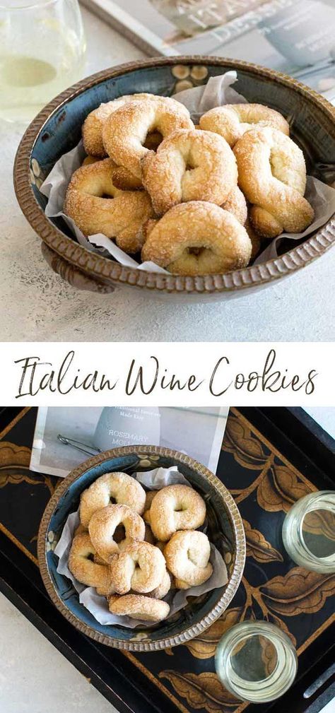 Wine Cookies Recipes, Weinerstube Cookies, Baking With Wine, Wine Cookies Italian, Italian Wine Cookies, Italian Wine Cookies Recipe, Wine Biscuits Recipe, Wine Biscuits, Christmas Biscotti