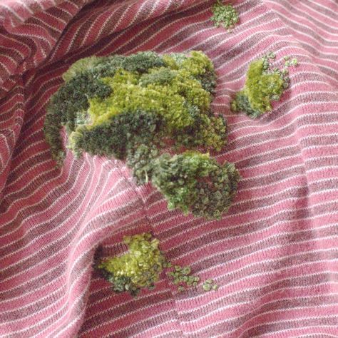 Embroidery Moss How To, Moss Embroidery On Pants, Embroidered Moss Tutorial, Moss Embroidery On Clothes, T Shirt Mending, Embroidery Moss Tutorial, How To Embroider Moss, Moss Embroidery Clothes, Goblincore Embroidery