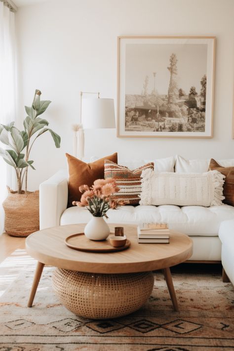 Neutral Boho Living Room, White Couch Living Room, Boho Living Room Decor Ideas, Cozy Eclectic, Boho Living Room Ideas, Boho Space, White Couches, Spanish Style Home, Boho Living Room Decor