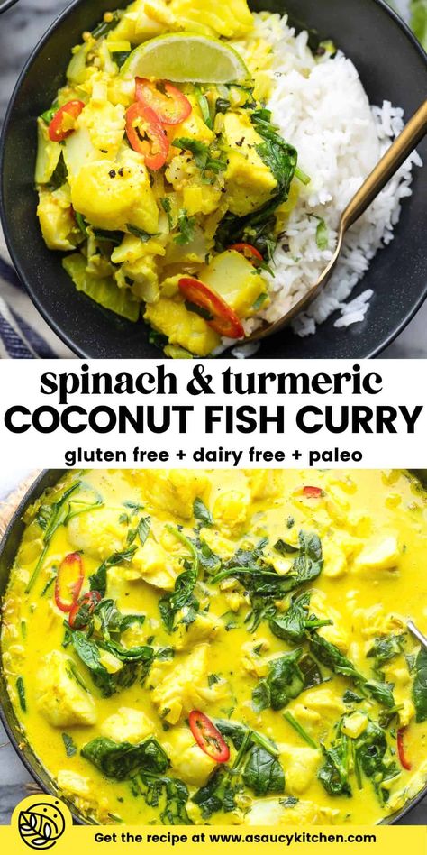 Curried Fish Recipes, Fish Coconut Curry, Canned Seafood Recipes, Curry Fish Recipes, Turmeric Fish, Gluten Free Fish Recipes, Coconut Fish Curry, Asian Fish, Coconut Fish