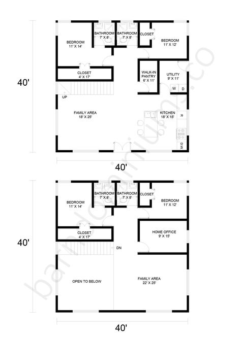 12+ Best 2-Story Barndominium Floor Plans: Maximize Space For Your Dream Home - Barndominium Homes 30x40 Two Story House Plans, 2 Story Barndominium With Shop, 2 Story Barndominium Floor Plans, 30x40 Shop, Barndominium Homes, 2 Story Barndominium, Loft Floor Plans, Second Floor Landing, Floor Plans 2 Story