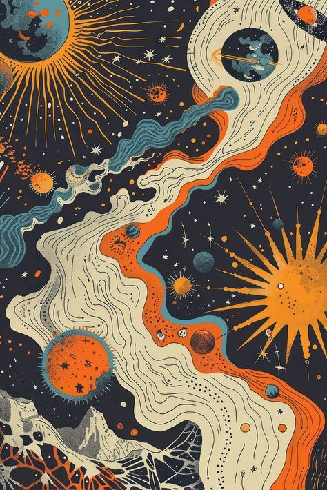 Astrology science pattern art. | premium image by rawpixel.com / Ling Space Abstract Wallpaper, Different Dimensions Art, Space Background Illustration, Space Inspired Art, Astrology Poster Design, Space Aesthetic Party, Space Poster Aesthetic, Celestial Art Aesthetic, Cute Space Aesthetic