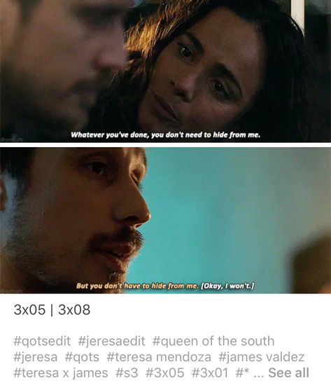 Teresa Chavez Quotes, James Valdez Queen Of The South, Theresa Mendoza Queen Of The South, James Valdez, Queen Of The South Teresa And James, Peter Gadiot, Alice Braga, Supernatural Oc, Teresa Of Avila