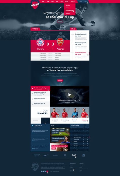 Web Design User Interface, Unique Web Design, News Web Design, Footer Design, Sports Website, Football Theme, Mobile Web Design, Ui Design Website, Website Design Layout