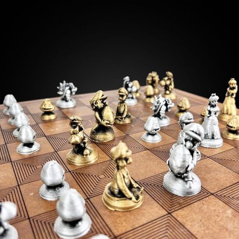 Wooden Mario Chess Set contains elegant and unique details: This chess set is made of harmless metal containing zinc and aluminum.
It is shipped with an engraved wooden chess board. Mario Chess, Metal Chess Set, Wooden Chess Board, Wooden Chess, Chess Set, Chess Board, Chess, Mario, Limited Edition