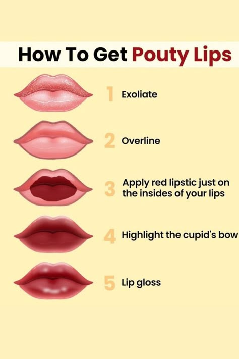 Achieving pouty lips is easier than you think! Follow these simple steps to plump up your lips and create a luscious, full pout. From lip care tips to makeup techniques, this guide will show you how to enhance your natural lip shape and create a stunning, irresistible look.#PoutyLips #LipPlumping #FullerLips #LipCare #LipTutorial #MakeupTips #BeautyHacks #LipstickLove #LipMakeup #BeautyTips #LipEnhancement #PoutGoals #LipPlumper #LipTrends #LipArt Large Lips Makeup, How To Get Pouty Lips, Downturn Lips, How To Do Pouty Lips, Heart Shaped Lips Makeup, Plump Lip Tutorial, Downturned Lips Makeup, Plum Lips Natural, Full Pouty Lips