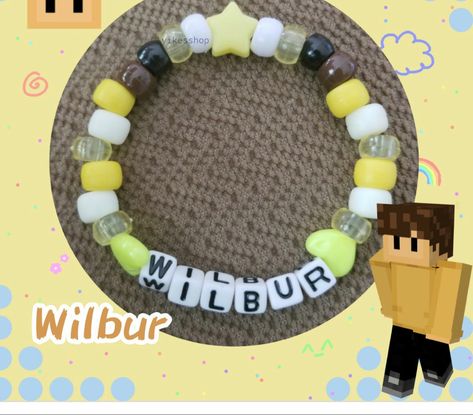 Wilbur Soot Bracelet, Dsmp Inspired Bracelets, Dream Team Bracelet, Dsmp Bracelet Ideas, Dsmp Bracelets, Dreamsmp Bracelet, Dsmp Kandi Bracelets, Quackity Kandi Bracelet, Lovejoy Kandi