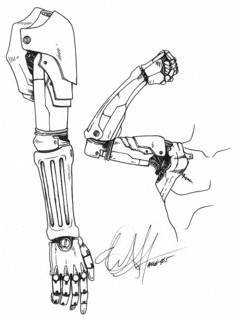 Prothestic Arm, Prosthetic Arm Concept Art, How To Draw Robots, Automail Arm, Prosthetic Arm, Arm Drawing, Robot Hand, Mechanical Arm, Heroic Fantasy