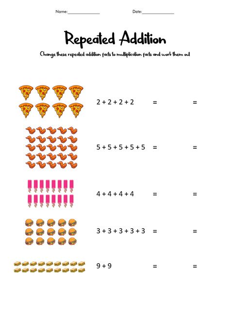 Multiplication Repeated Addition Worksheet Repeated Addition Word Problems, Repeated Addition Worksheets For Grade 1, Repeated Addition Activities, Arrays Worksheet, Math Tlm, Multiplication As Repeated Addition, Repeated Addition Worksheets, Worksheets High School, Repeated Addition Multiplication