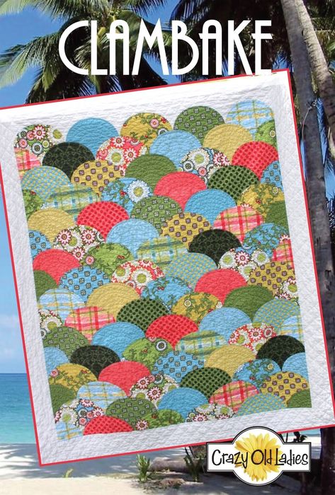 Clambake quilt pattern Clamshell Quilt, Layer Cake Quilt Patterns, Layer Cake Quilts, English Paper Piecing Quilts, Quilts Patterns, Clam Bake, Lap Quilts, Michael Miller Fabric, Quilts Ideas