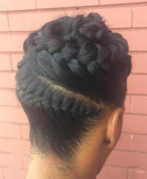 50 Updo Hairstyles for Black Women Ranging from Elegant to Eccentric Black Braided Updo, Goddess Braids Updo, Easy Braided Updo, Cornrows Braids For Black Women, Asymmetrical Hairstyles, Braids With Weave, Updo Hairstyles, Braided Hairstyles Updo, Braids For Black Women