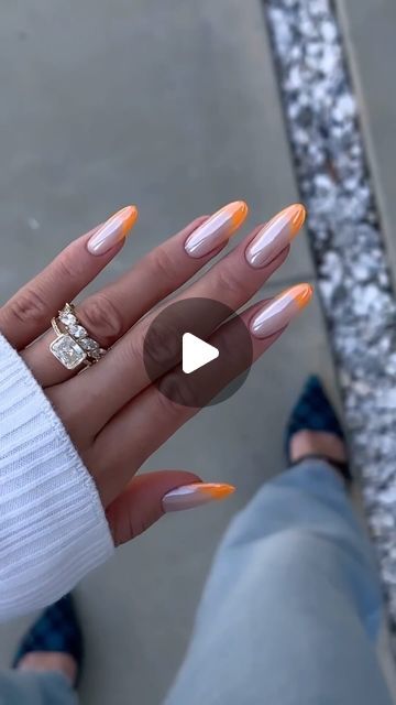 Daisy Nail Design, INC on Instagram: "🍊 Tangerine French Tips has us excited for summer. The subtle glaze is perfect for a pool day 🤌🏽🌊

Recreate this #nailinspo by @noor.nailbar:
DND 858 Sandy Nude
DND 803 Tangerine Dream
DND White Silk Chrome Effect #02 

Click the link in our bio to shop." Tangerine Nail Art, Pedi Ideas, Back Scratchers, Dnd Gel Polish, Daisy Nails, Tip Nails, March 4, Pool Days, Cool Nail Designs