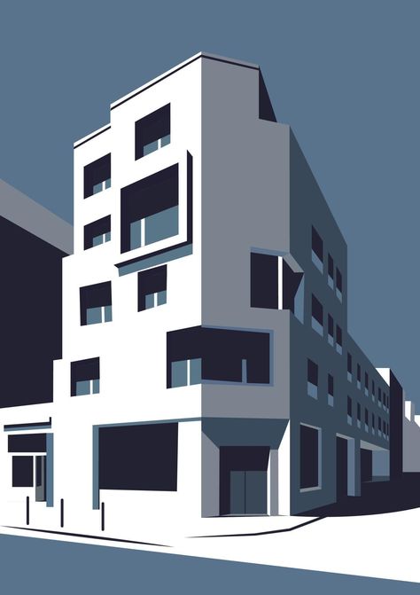 Bauhaus Building, Paris House, Building Illustration, Poster Wallpaper, Paris Home, House Illustration, Architecture Illustration, Urban Sketching, Flat Illustration