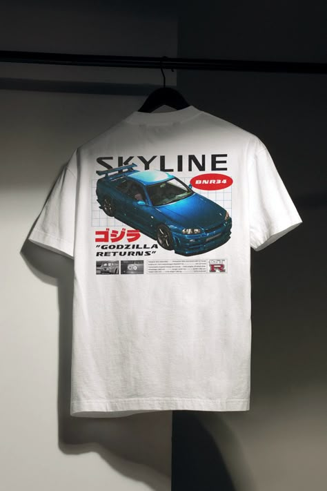 🏁 Inspired by the iconic Nissan Skyline R34, this shirt is crafted from premium quality 100% cotton, ensuring both comfort and style in every wear.  The front of the shirt proudly features the unmistakable GTR logo, symbolizing power, performance, and precision engineering synonymous with the Skyline series. Turn heads with the back design showcasing the legendary R34 Nissan Skyline.  nissan r34 shirt, sustainable fashion, eco-friendly tee, unisex t-shirt, classic fit crewnec, all-season wear, automotive appare, soft us cotton shirt, ethically made tee, vintage car t-shirt, nissan skyline, nissan gtr, r34 Car T Shirt Design, Gtr Logo, Gifts For Car Guys, Skyline Nissan, Car Clothing, Graphic Design Shirt, Design For Birthday, Nissan Skyline R34, Skyline R34