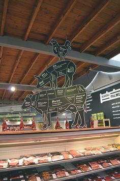 Landmarkt | Amsterdam | Super/versmarkt | 2012 | Trends: Healthy, Fast & Slow, Urban another informative display Butcher Store, Meat Store, Supermarket Display, Vegetable Shop, Grocery Store Design, Food Retail, Supermarket Design, Meat Shop, Meat Markets