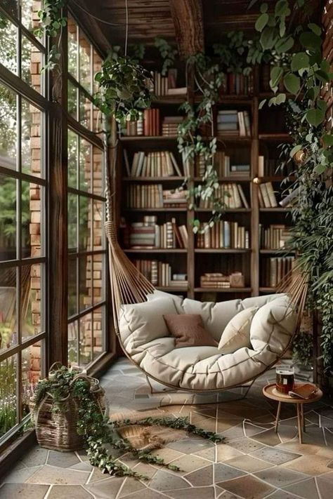 Tiny House Sitting Area, Cozy Library Room Ideas, Small Home Library Design, Outdoor Library, Iving Room, Dream Patio, Outdoor Patios, Outdoor Patio Ideas, Bedroom Patio