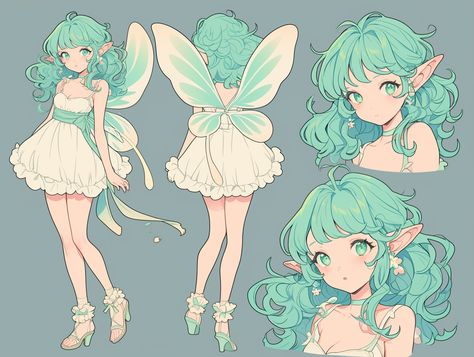 Fairy Outfits Drawing, Pastel Character Design, Pixie Character Design, Character Sheet Poses, Fairy Oc Character Design, Pixie Oc, Fairy Character Design, Fairy Oc, Poses Manga