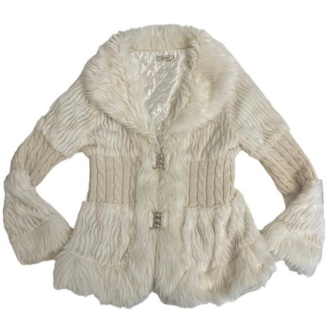 00s white Afghan style faux fur trim cardigan... - Depop Faux Fur Trim Cardigan Outfit, Fur Lined Cardigan, Beige Winter Fur Coat With Faux Fur Trim, Fur Cardigan Outfit Y2k, Fur Lined Cardigan Y2k, Fur Cardigan, Style Savvy, Fur Trim, Cardigan Coat