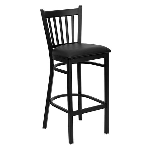 Staples.com: Flash Furniture HERCULES Series Black Vertical Back Metal Restaurant Bar Stool, Black Vinyl Seat with fast and free shipping on select orders. Transitional Bar Stools, Chaise Restaurant, Metal Restaurant, Restaurant Bar Stools, Tall Bar Stools, Metal Stool, Dining Stools, Bar Stool Chairs, Black Bar Stools