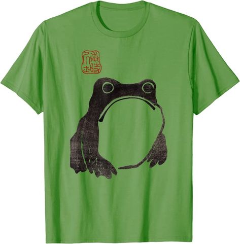 Cute Cottagecore Frog - Grumpy Japanese Frog T-Shirt Frog Clothes, Frog Fashion, Japanese Frog, Cottagecore Frog, Frog T Shirt, Frog Shirt, Cute Cottagecore, Japanese Tshirt, Witch Fashion