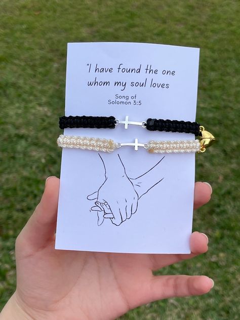 Matching Cross Couples Bracelets/magnetic Heart - Etsy Cute Gifts From Boyfriend, Relationship Bracelets Matching, Unique Handmade Gifts For Best Friend, Gifts To Get Your Bf For Christmas, Matching Bracelets Handmade, Gifts For Best Friends Guy, Little Brother Christmas Gifts, Cute Sentimental Gifts For Boyfriend, What To Get Him For Christmas