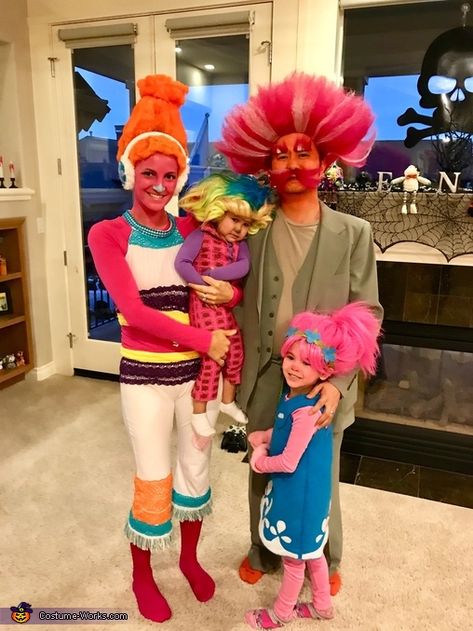 Trolls Dj Suki Costume Diy, Poppy Halloween Costume Diy, Dj Suki Costume, Tiny Diamond Costume, Dj Suki Trolls, Family Trolls Halloween Costumes, Trolls Family Costume, Trolls Family Halloween Costume, Trolls Costume Adult