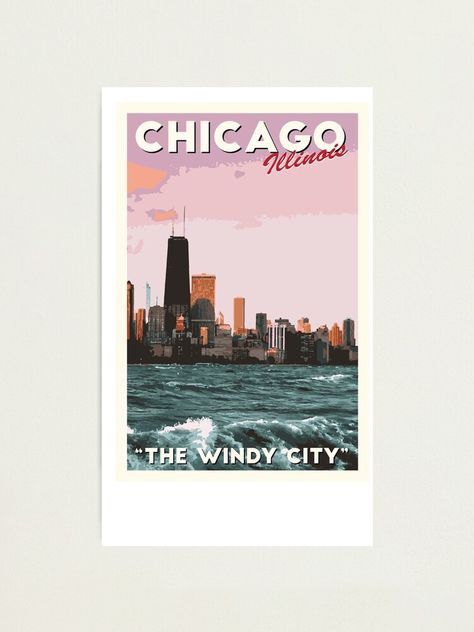 "chicago travel poster " Photographic Print by liastrazz | Redbubble Living Room Orange, Chicago Travel, Chicago Illinois, Windy City, The Windy City, Sale Poster, Illinois, Top Artists, Travel Posters