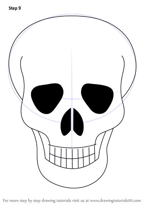 Learn How to Draw Skull Easy (Skulls) Step by Step : Drawing Tutorials How To Paint A Skull Step By Step, Skeleton Head Drawing Easy, Skull Drawing Simple Step By Step, Skeleton Head Art, Draw A Skull Easy, Skull Head Drawing, Simple Skeleton Drawing, Skeleton Head Drawing, Simple Skull Drawing