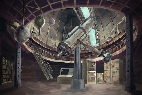 ArtStation - Observatory (under the dome), Patrice Mille Observatory Aesthetic, Space Observatory, Astronomical Observatory, Under The Dome, Planets Art, Fantasy Places, Big Art, Telescopes, Back To Nature