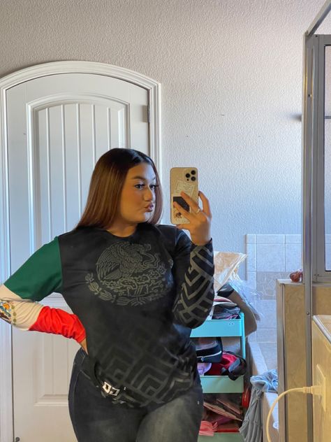 Buchona Vibes, Mexican Girl Outfit, Baile Outfits, Takuache Girl Outfits, Vaquera Outfits, Mexico Shirt, Mexico Shirts, Latina Fashion Outfits, Latina Fashion