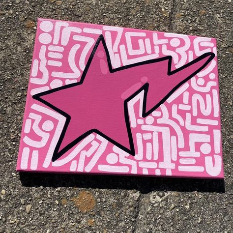 bape star 💕⭐️ 11x14 sized canvas :) #bape#canvas#wallart - Depop Cool Canvas Drawings, Draw Canvas Ideas, Bape Star Painting, Cute Diy Canvas Paintings, Cool Painting Ideas Aesthetic, Simple Paintings Easy, Drawings For Wall Decor, Y2k Painting Ideas On Canvas Easy, Random Drawings Sketches