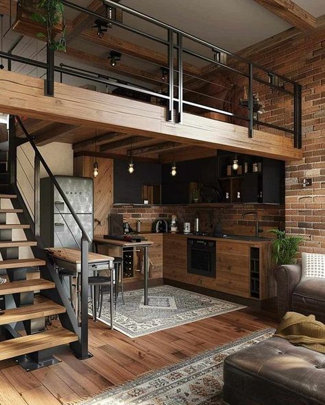 Tiny Industrial House, Modern Tiny Home Loft, Tiny House Industrial Style, Granny Annexe Ideas, Industrial Tiny House, Tiny House Double Loft, Double Loft Tiny House Rustic, Modern Loft House, Tiny House Designs