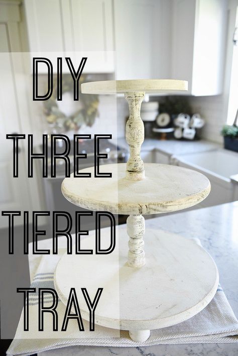 A must pin to make your own DIY three tiered tray. A super simple way to make an customizeable three tiered tray for any room in your  home. Great for rustic farmhouse decor & cottage style decor kitchens. Three Tiered Tray, Farmhouse Kitchen Diy, Diy Farmhouse Kitchen Decor, Tiered Tray Diy, Homemade Home Decor, Cottage Style Decor, Tray Diy, Style Cottage, Farmhouse Decoration