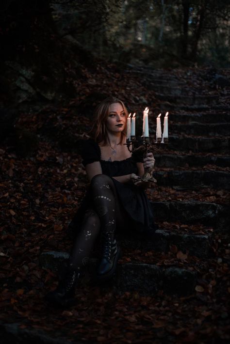 Werewolf Photoshoot, Candlelight Photoshoot, Noir Cinematography, Portrait Props, Spooky Photoshoot Ideas, Candle Shoot, Vampire Photoshoot, Gothic Photoshoot, Witchy Photoshoot