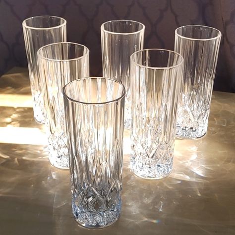 Bevelled Crystal High Ball Tom Collin Glasses (6) Glasses Aesthetic, High Ball Glasses, Glasses Design, Collins Glass, Drink Glasses, Tom Collins, Glasses Drinking, Cocktail Bar, Drinkware