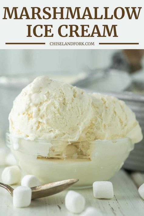 Marshmallow Ice Cream Recipe, Marshmallow Ice Cream, Homemade Ice Cream Recipes Machine, Ice Cream Recipes Machine, Easy Ice Cream Recipe, Ice Cream Maker Recipes, Yummy Ice Cream, Easy Ice Cream, Recipes Snacks