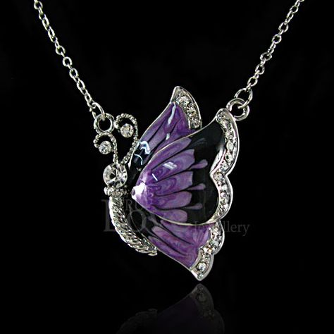 purple necklace butterfly Black And Purple Necklace, Purple Beauty Products, Purple Stuff, Purple Things, Necklace Butterfly, Jewellery Necklaces, Purple Jewelry, Purple Necklace, Purple Love