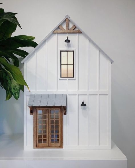 Outside Of Dollhouse, Jessica Cloe Dollhouse, Dollhouse Plans 1:12, Board And Batten Dollhouse, Diy Miniature Toilet, Simple Doll House Plans, Dollhouse Siding Ideas, 1:12 Dollhouse Plans, Dollhouse Furniture Tutorials Barbie