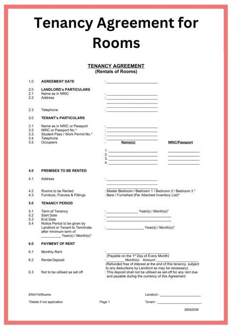 Printable Sample Simple Room Rental Agreement Form: Room Rental Agreement, Tenancy Agreement, Simple Room, Being A Landlord