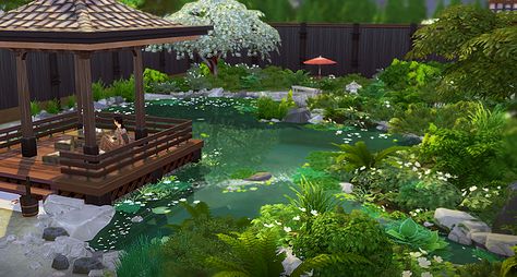 🌿 BUILD REQUEST: THE POET’S RETREAT 🌿 40X40 || §183,658 || generic lot for the wonderful @teanmoon who requested: “…a japanese zen garden that focuses on “paradise” style rather than a rock garden. So... Japanese Garden Design Minecraft, Sims 4 Zen Garden, Sims 4 Japanese Garden, Japanese Zen Garden Minecraft, Genshin Teapot Garden, Minecraft Zen Garden Ideas, Japanese Garden Minecraft, Zen Garden Minecraft, Minecraft Japanese Garden