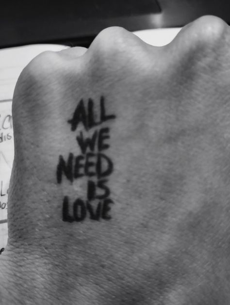 All We Need Is Love Canserbero, All We Need Is Love Tattoo, Amor Fati Tattoo, Matching Bff Tattoos, Satanic Tattoos, All Need Is Love, Go Tattoo, All We Need Is Love, Bff Tattoos