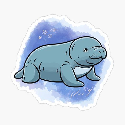 Cute Manatee, Sticker Design, Science Poster, Stranger Things Fanart, Sell Your Art, Vinyl Sticker, Fan Art, For Sale, Design