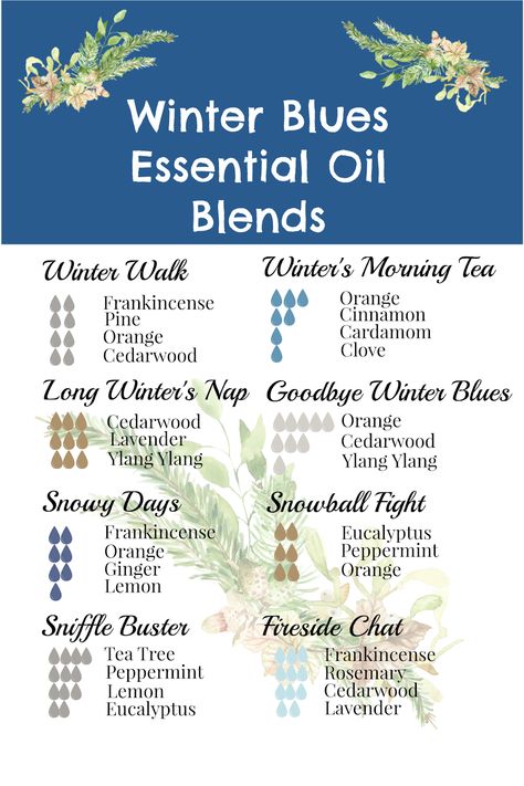 Essential Oil Recipes Calming, Calm Down Essential Oil Blend, Winter Aromatherapy Blends, Difusor Blends For Colds, Soothing Essential Oil Blends, Snow Day Essential Oil Blend, Essential Oil Combos For Diffuser, Winter Morning Diffuser Blend, Nighttime Essential Oil Blends