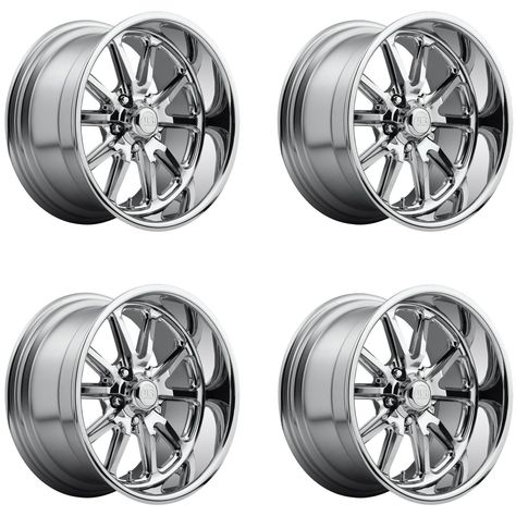 Set 4 US Mag U110 Rambler 15x8 5x4.75 Chrome Plated Wheels 15" 1mm Rims Parnelli Jones, Car Wheels Rims, Performance Tyres, Chrome Wheels, Love Car, Bolt Pattern, Car Wheels, Color Chrome, Wheel Rims