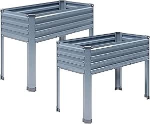 DIIYIV Galvanized Raised Garden Bed Outdoor with Legs,2PCS 48×18×30in Metal Elevated Raised Planter Box for Backyard, Patio, Balcony, 300lb Capacity,Grey Raised Planter Boxes, Patio Balcony, Raised Planter, Planter Box, Garden Bed, Water Feature, Planter Boxes, Raised Garden Beds, Raised Garden