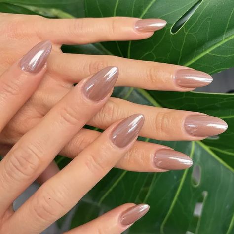 Beige Ombre Nails, Brown Nail Ideas, Nail Ideas For Fall, Silhouette Nails, Ombre Chrome Nails, Nail Chrome, Olive Nails, Chrome Design, Brown Nail