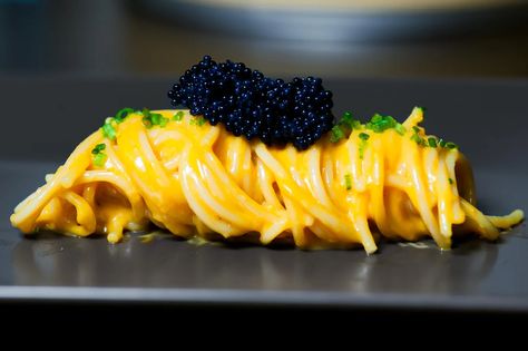 Caviar Pasta, Nibbles For Party, Course Meal, Hors D'oeuvres, New Menu, Got To Be, Premium Ingredients, Pasta Rice, Fish And Seafood