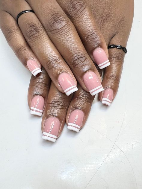 Line French Tip Nails, Double Line French Tip Nails, Line French Tip, Double French Tip, Tip Nails, French Tip Nails, Trendy Nails, Nail Tips, Nails