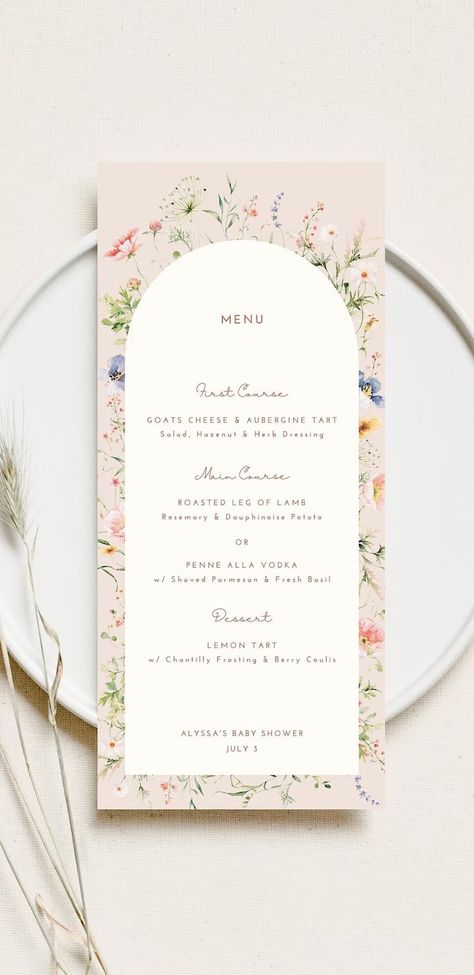 Pink Floral Menu Card Baby in Bloom Girl Baby Shower Menu Template Pink Arch Bridal Menu Floral Garden Wedding Menu Editable Template - Etsy Menu Design Ideas Templates, Floral Garden Wedding, Menu Card Design, Baby Shower Menu, Intimate Wedding Reception, Garden Wedding Reception, Baby In Bloom, Baby Shower Brunch, Wedding Menu Cards